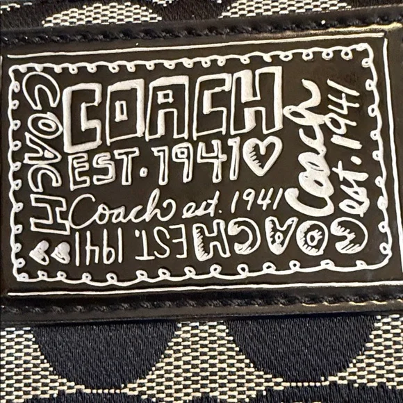 Coach Black and Cream Signature Zip Wallet - Picture 13 of 13